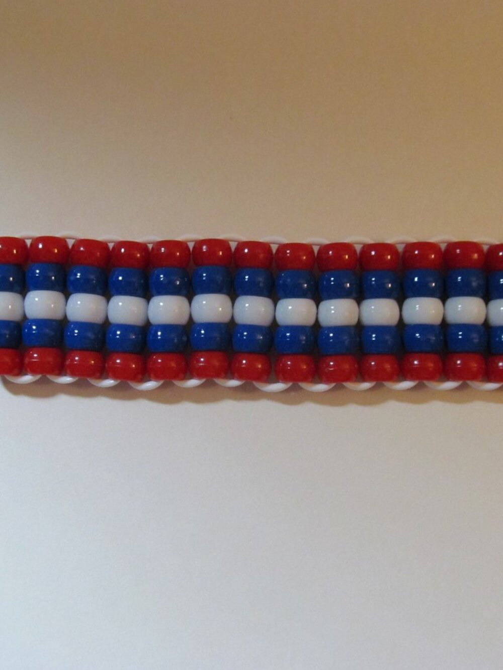 Pony Bead Red/White/Blue Keychain Item #8612026